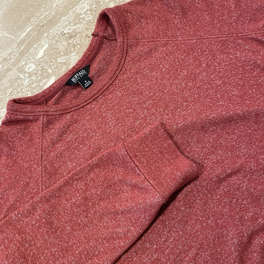 Buffalo‎ David Bitton LS Sweater Shirt Mens M Rust Brown Crew Neck Chore Cowboy